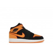 Подростковые кроссовки Jordan 1 Mid SE Black Vivid Orange (GS)