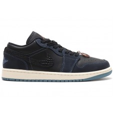 Женские кроссовки Jordan 1 Low SE Black Dark Obsidian Snakeskin (W)