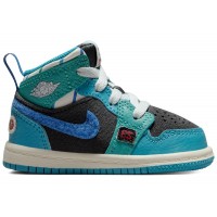 Малышам Jordan 1 Mid Sneaker School Anthracite Aquatone New Emerald Glacier Blue (TD)