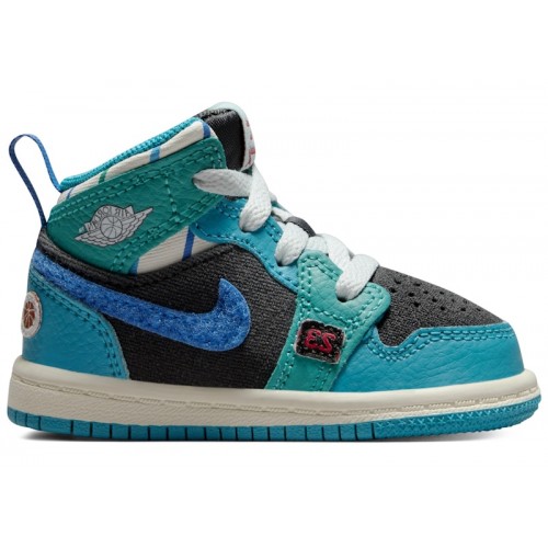 Air Jordan 1 Mid TD Inspired By The Greatest - детская сетка размеров