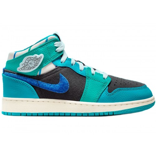 Кроссы Jordan 1 Mid Inspired by the Greatest Aquatone (GS) - подростковая сетка размеров