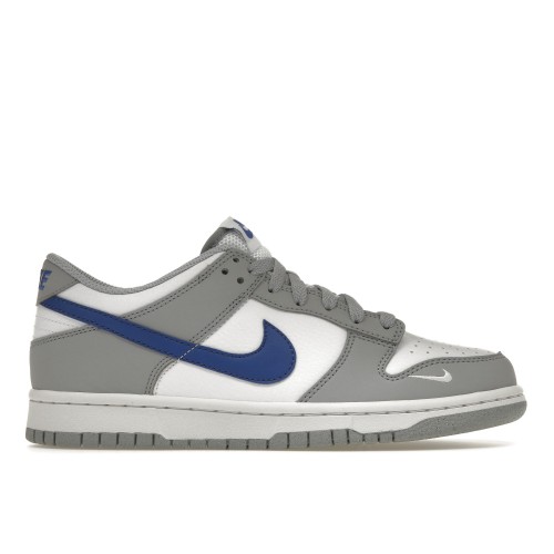 Кроссы Nike Dunk Low Mini Swoosh Wolf Grey Game Royal (GS) - подростковая сетка размеров