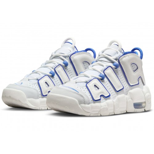 Кроссы Nike Air More Uptempo Summit White Racer Blue (GS) - подростковая сетка размеров