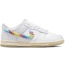 Подростковые кроссовки Nike Dunk Low SE Rainbow Lace Swoosh White (GS)