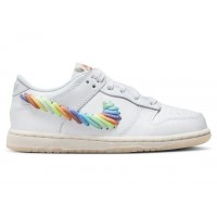 Детские кроссовки Nike Dunk Low SE Rainbow Lace Swoosh White (PS)