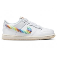 Детские кроссовки Nike Dunk Low SE Rainbow Lace Swoosh White (PS)