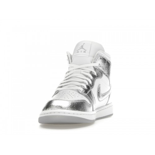 Кроссы Jordan 1 Mid SE Metallic Silver (W) - женская сетка размеров