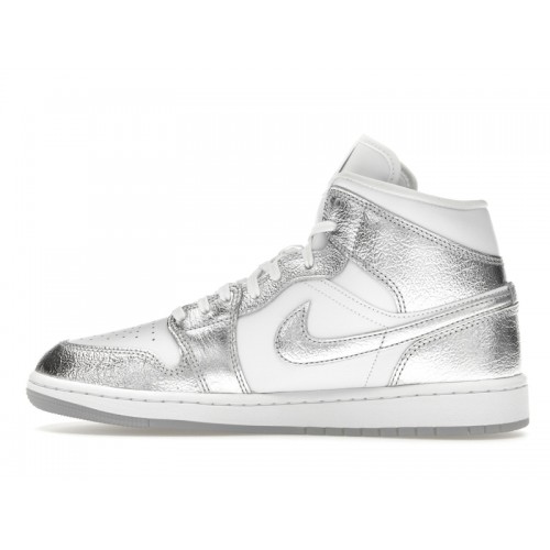Кроссы Jordan 1 Mid SE Metallic Silver (W) - женская сетка размеров
