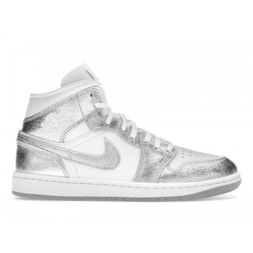 Кроссы Jordan 1 Mid SE Metallic Silver (W) - женская сетка размеров