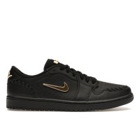 Женские кроссовки Jordan 1 Low Method of Make Black Metallic Gold (W)