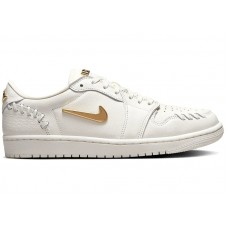 Женские кроссовки Jordan 1 Low Method of Make Sail Metallic Gold (W)