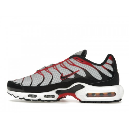 Кроссы Nike Air Max Plus Pure Platinum Black University Red - мужская сетка размеров