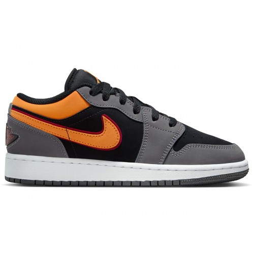 Кроссы Jordan 1 Low SE Light Graphite Vivid Orange (GS) - подростковая сетка размеров