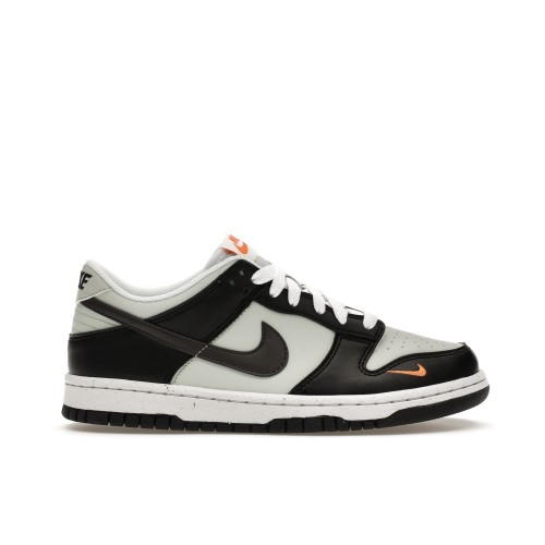 Кроссы Nike Dunk Low Black Bright Mandarin Mini Swoosh (GS) - подростковая сетка размеров