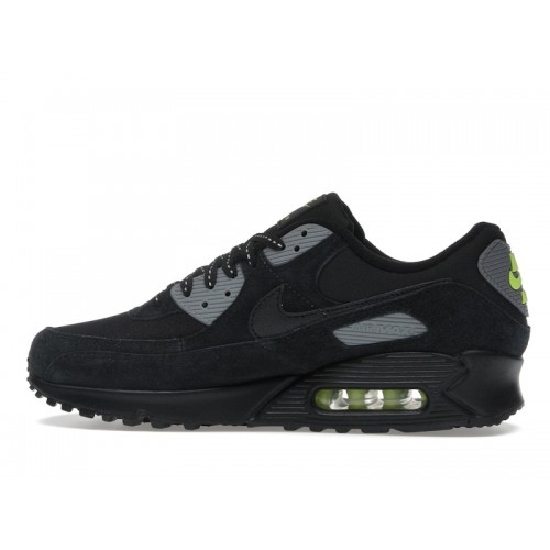 Nike Air Max 90 Black Cool Grey Volt - мужская сетка размеров