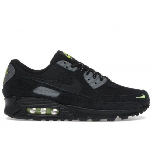 Nike Air Max 90 Black Cool Grey Volt - мужская сетка размеров