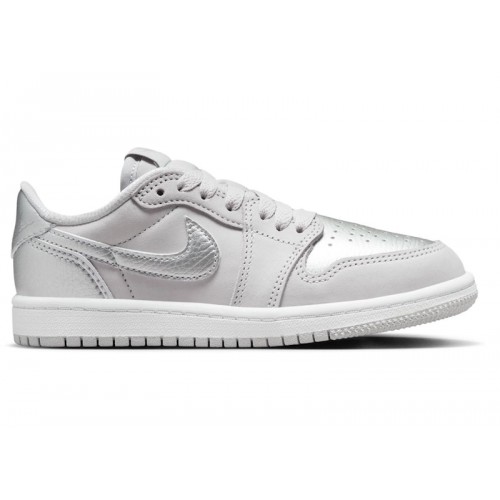 Кроссы Jordan 1 Low OG Metallic Silver (PS) - детская сетка размеров