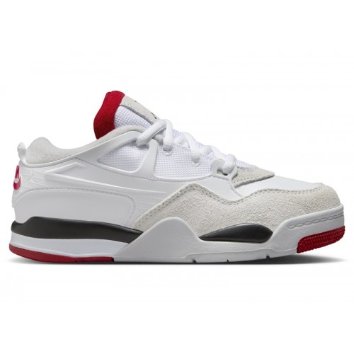 Кроссы Jordan 4 RM White Black Neutral Grey Varsity Red (PS) - детская сетка размеров