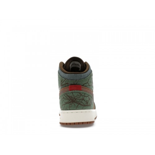 Air Jordan 1 Mid GS Treeline - подростковая сетка размеров