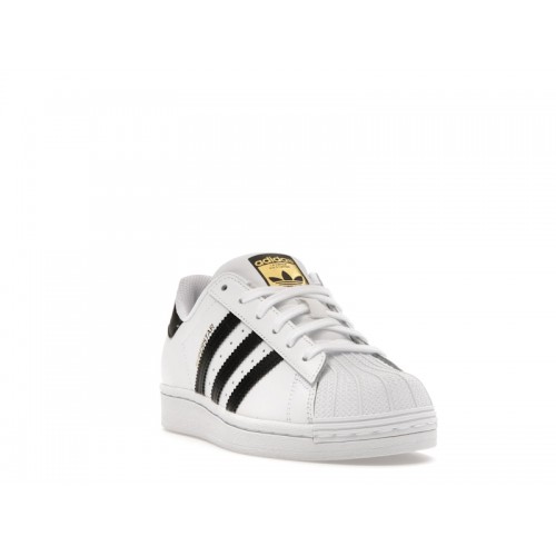adidas Superstar Cloud White Core Black Gold (GS) - подростковая сетка размеров