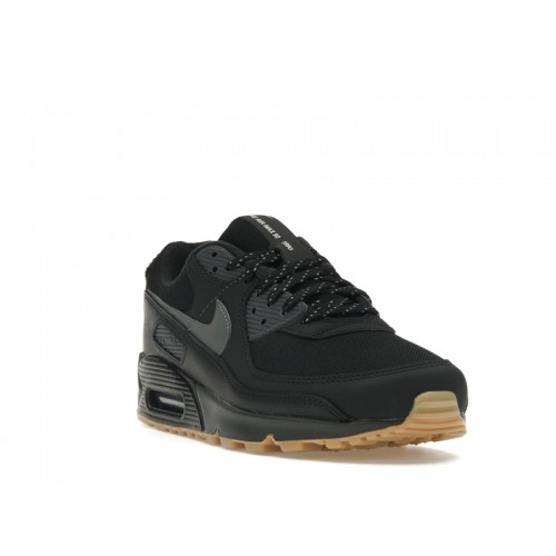 Кроссы Nike Air Max 90 Black Smoke Grey Gum Reflective - мужская сетка размеров