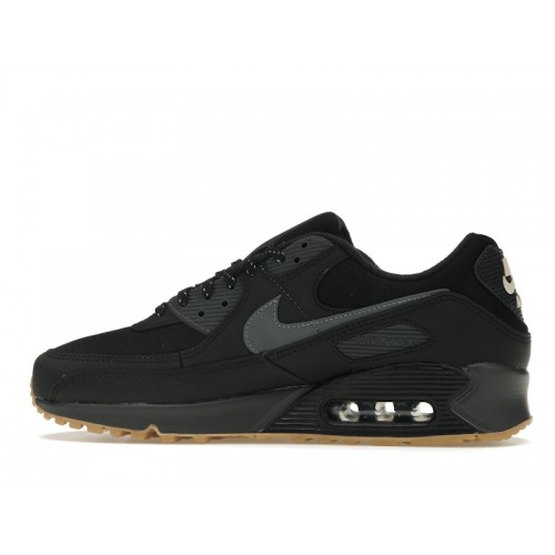 Кроссы Nike Air Max 90 Black Smoke Grey Gum Reflective - мужская сетка размеров