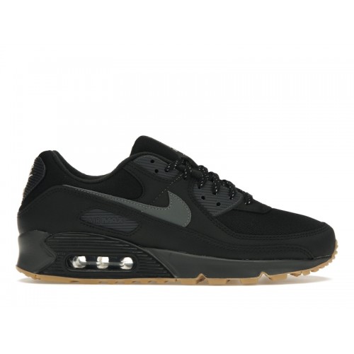 Кроссы Nike Air Max 90 Black Smoke Grey Gum Reflective - мужская сетка размеров