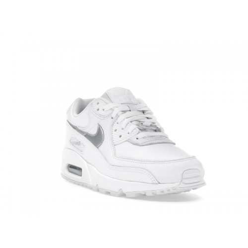 Nike Wmns Air Max 90 White Metallic Silver - женская сетка размеров