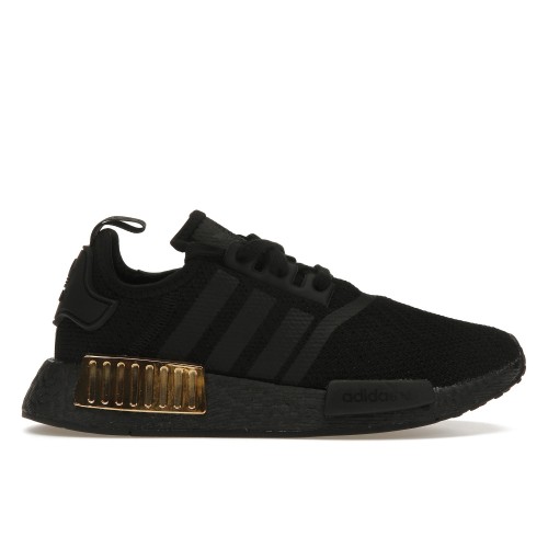 Кроссы adidas NMD R1 Triple Black Gold Metallic (W) - женская сетка размеров