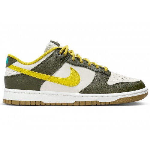 Кроссы Nike Dunk Low Retro Premium Cargo Khaki Vivid Sulfur - мужская сетка размеров