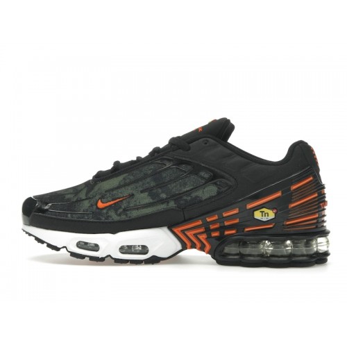 Nike Air Max Plus 3 Black Safety Orange Camo - мужская сетка размеров