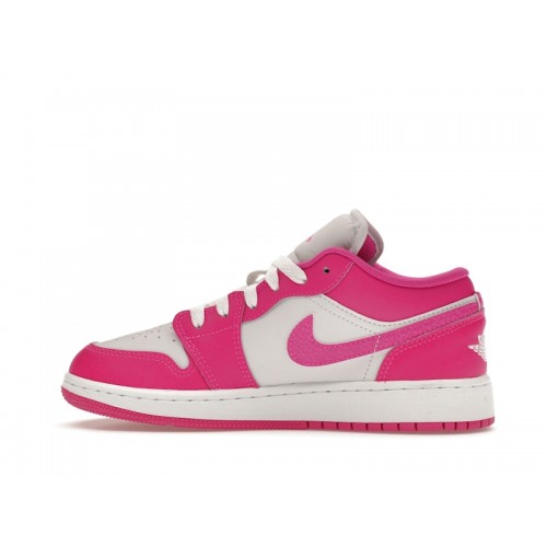 Кроссы Jordan 1 Low Fire Pink (GS) - подростковая сетка размеров