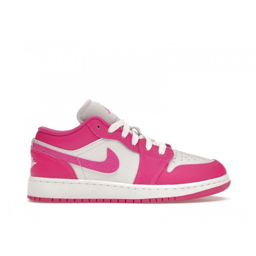 Кроссы Jordan 1 Low Fire Pink (GS) - подростковая сетка размеров