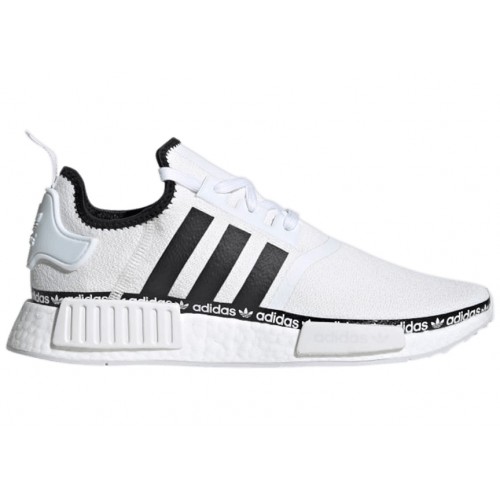 Кроссы adidas NMD R1 Cloud White Logo Strip - мужская сетка размеров