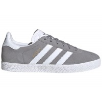 Подростковые кроссовки adidas Gazelle Grey Cloud White Gold Metallic (GS)