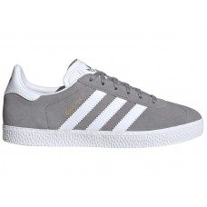 Подростковые кроссовки adidas Gazelle Grey Cloud White Gold Metallic (GS)