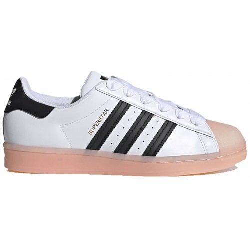 adidas Superstar White Black Haze Coral (W) - женская сетка размеров