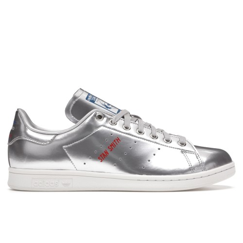 Кроссы adidas Stan Smith Silver Metallic (2019) - мужская сетка размеров