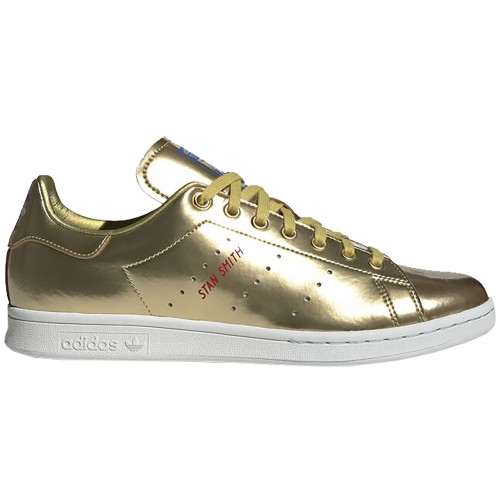 Кроссы adidas Stan Smith Gold Metallic (2019) - мужская сетка размеров