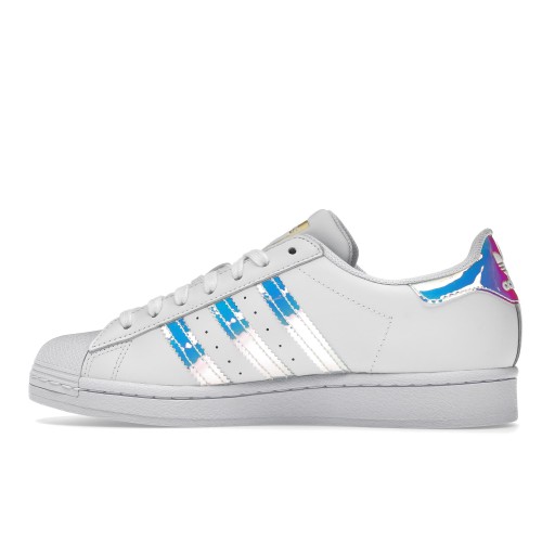 Кроссы adidas Superstar White Iridescent Stripes (W) - женская сетка размеров