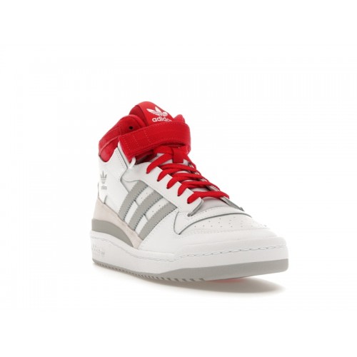 Кроссы adidas Forum Mid White Red Grey - мужская сетка размеров