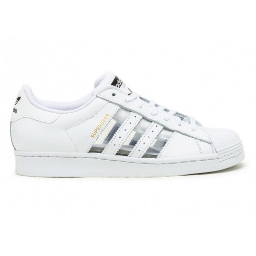 Кроссы adidas Superstar White Transparent Stripes - мужская сетка размеров