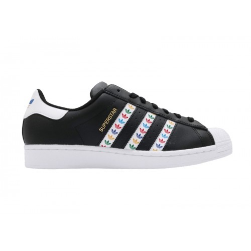 adidas Superstar Black Multi-Color Trefoil Stripes - мужская сетка размеров