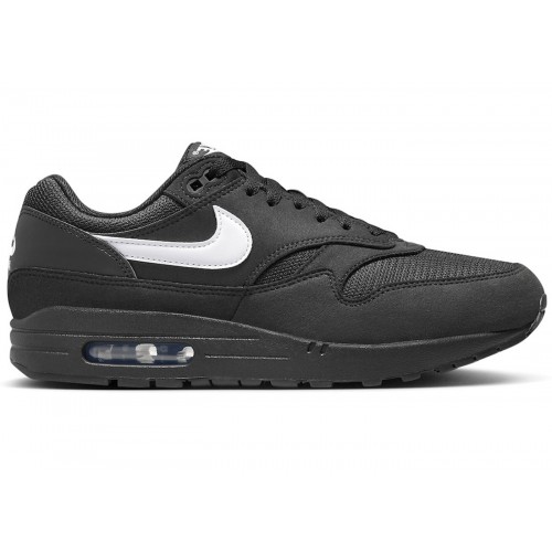 Кроссы Nike Air Max 1 Black White Swoosh - мужская сетка размеров