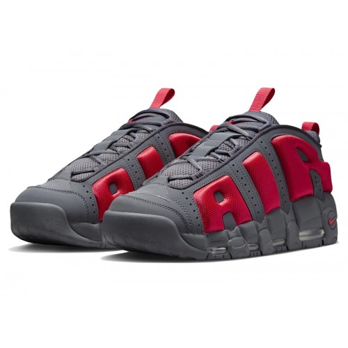 Кроссы Nike Air More Uptempo Low Dark Grey Light Crimson - мужская сетка размеров