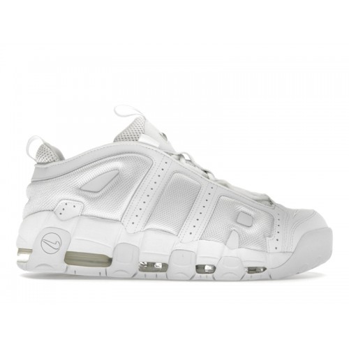 Кроссы Nike Air More Uptempo Low Triple White - мужская сетка размеров