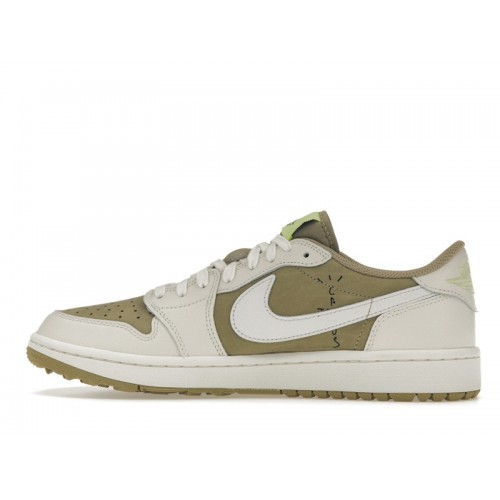 Кроссы Jordan 1 Retro Low Golf Travis Scott Neutral Olive - мужская сетка размеров