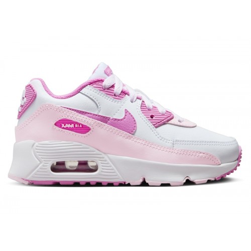 Кроссы Nike Air Max 90 White Pink Foam Playful Pink (PS) - детская сетка размеров