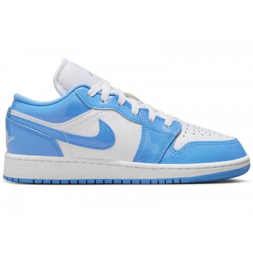 Кроссы Jordan 1 Low SE Legend Blue Patent (GS) - подростковая сетка размеров