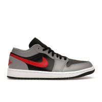 Женские кроссовки Jordan 1 Low Cement Grey Fire Red (W)